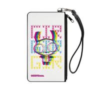 Buckle-Down Nickelodeon - Cartera con cremallera, Invader Zim GIR tipografía de pose y cara, color blanco, multicolor, lona, Blanco, S, Casual