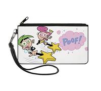 Buckle-Down Nickelodeon - Cartera con cremallera, The Fairly Oddparents Cosmo y Wanda Poof Pose Blanco, lona, Blanco, 8" x 5", Casual