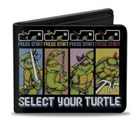 Buckle-Down Nickelodeon - Cartera de cuero vegano para hombre con billeteras, ranuras para tarjetas y soporte para identificación, Tortugas Ninja Mutantes Adolescentes, 4 x 3.5 pulgadas, casual