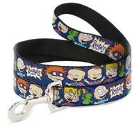 Buckle-Down Nickelodeon - Correa para Mascotas, Correa para Perro, Rugrats Group Pose Reptar, 6 pies de Largo 0.5 Pulgadas de Ancho