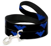 Buckle-Down Nightwing Logo Negro/Azul Pet Leash, 6" x 1"