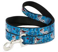 Buckle-Down Olaf Corazón Raindrop Sketch Azul/Negro Mascota Leash, 6' x 1.5"