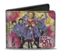 Buckle-Down Ouran High School Host Club Billetera, plegable, Ouran High School Host Club Character Group Poses Rosas, Cuero Vegano