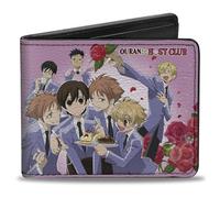 Buckle-Down Ouran High School Host Club Billetera, plegable, Ouran High School Host Club, Personajes de Rosas, Cuero Vegano