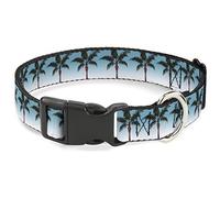Buckle-Down Palm Tree Skyline - Collar de plástico con Clip, 1,27 cm de Ancho, Cuello-Mediano
