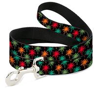 Buckle-Down Palm Trees Black/Multi Color Pet Leash, 6" x 1.5"