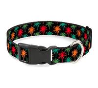 Buckle-Down Palm Trees - Cuello con Clip de plástico, Color Negro y Multicolor, 2,54 cm de Ancho, para Cuello, Mediano, de 28 a 43 cm