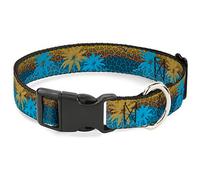 Buckle-Down Palm Trees & Gulls - Collar con Clip de plástico de Color marrón y Azul, 1,27 cm de Ancho, Cuello-Mediano de 20 cm