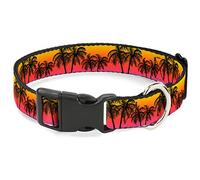 Buckle-Down Palm Trees Sunset Fade/Negro Plástico Clip Collar, 1/2" Wide-Fits 9-15" Cuello - Grande