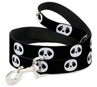 Buckle-Down Panda Face Black/White Pet Leash, 6" x 1/2"