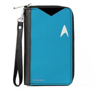Buckle-Down Paramount Network - Cartera con cremallera alrededor, diseño clásico de Star Trek Spock, cuerpo de primer plano, azul, cuero vegano, 7.5 x 4.5 pulgadas, casual