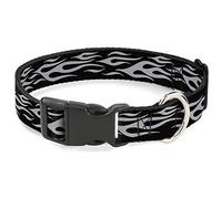 Buckle-Down PC-W20604-NS Flame - Collar con Clip de plástico Plateado, tamaño pequeño (6-9")