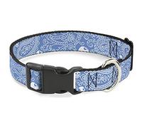 Buckle-Down PC-W30202-WM Bandana/Skulls - Collar con clip de plástico para bebé, color azul y blanco, tamaño mediano, 40,6 a 58,4 cm