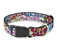 Buckle-Down PC-W30208-NM - Cuello Redondo de plástico con Clip, 1,27 cm de Ancho, Talla Mediana del Cuello de 20,32 cm, Graffiti
