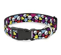Buckle-Down PC-W30603-M - Cuello de plástico con Pinza, diseño de Calaveras, 2,54 cm de Ancho, Talla Mediana