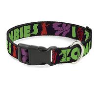 Buckle-Down PC-W30918-NL - Collar de plástico con Clip, Cita de Zombies, 1/2" de Ancho, Cuello de 22,86 a 38,1 cm