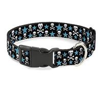 Buckle-Down PC-W31903-WL - Collar de plástico con Pinza, diseño de Calaveras, 3,8 cm de Ancho, Cuello de 45,7 a 81,2 cm