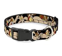 Buckle-Down PC-WLTWC002-NM Black Wile E. Coyote - Cuello de plástico con Clip de 1,27 cm de Ancho, Cuello Mediano de 20,32 cm