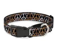 Buckle-Down Peace - Collar para Perro con Estampado de Animales, Color Negro, Talla M de 28 a 43 cm
