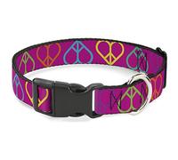 Buckle-Down Peace Hearts - Collar de clip de plástico, color fucsia/neón, 1/2" x 6-9"/pequeño