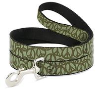 Buckle-Down Peace Sage/Olive Pet Leash, 6" x 1/2"