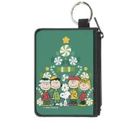 Buckle-Down Peanuts - Cartera con cremallera, diseño de árbol de Navidad, color verde, Verde, XS, Casual