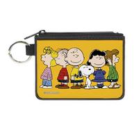 Buckle-Down Peanuts - Cartera con cremallera, diseño de pandilla de cacahuetes, color amarillo dorado, Amarillo, Coin Pouch (4.25" x 3.25"), Bolsa para monedas (4.25 x 3.25 pulgadas)