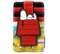 Buckle-Down Peanuts - Cartera para tarjetas de identificación, diseño de Snoopy de Peanuts, color negro, piel vegana