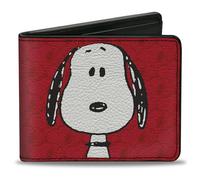 Buckle-Down Peanuts Worldwide LLC - Cartera plegable, Peanuts Snoopy Face and Profile Pose Reds, cuero vegano, rojo, 4 x 3.5 pulgadas, casual