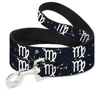 Buckle-Down Pet Leash, 10,16 cm x 2,54 cm, símbolo del Zodiaco Virgo/Constelaciones Negro/Blanco