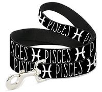 Buckle-Down Pet Leash, 10,16 cm x 2,54 cm, Zodiaco Pisces/símbolo Negro/Blanco