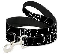 Buckle-Down Pet Leash, 10,16 x 3,81 cm, Zodiac Pisces/Constellation Negro/Blanco