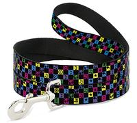 Buckle-Down Pet Leash, 4 'x 1/2", chequeadores Musicales Negro/neón