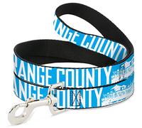 Buckle-Down Pet Leash, 4' x 1/2", Color Naranja Condado/Cerveza, Azul y Blanco