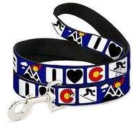 Buckle-Down Pet Leash, 4' x 1/2", I Heart Colorado Skiing Logos/Mountain