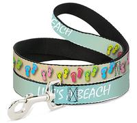 Buckle-Down Pet Leash, 4' x 1.5", Flip Flops 7 Life'S A Beach Tan/Aqua/White