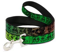 Buckle-Down Pet Leash, 4' x 1", Grateful Dead Text con Calavera y Rosas Rainbow Fade