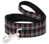 Buckle-Down Pet Leash, 4 'x 1", Punto de la Placa Negro/Rojo/Blanco