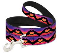 Buckle-Down Pet Leash, 4 'x 1", Silueta de corazón de Mano, Morado/Naranja/Pinchos