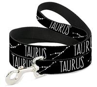 Buckle-Down Pet Leash, 4 'x 1", Zodiac Taurus/Constellation Negro/Blanco