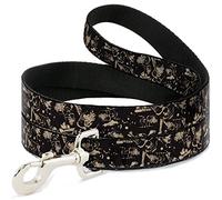 Buckle-Down Pirates Skulls Scattered/Splatter Black/Tan/Red Pet Leash, 4'-1"