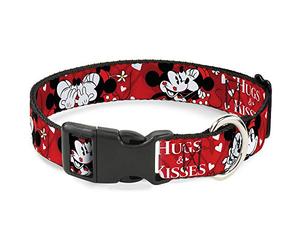 Buckle Down Plantea de Abrazos y Besos de Mickey y Minnie Rojo/Blanco plástico Clip Collar