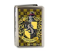 Buckle-Down Portatarjetas de Visita, diseño de Escudo de Hufflepuff, Color Dorado y Negro