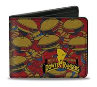 Buckle-Down Power Rangers - Cartera plegable, MMPR Power Rangers Alpha 5 poses, apilada, cuero vegano, Rojo -, 4.0" x 3.5", Casual