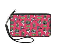 Buckle-Down Rick and Morty - Cartera con cremallera, iconos de Pixelverse de Rick y Morty, color rosa disperso, lona, Rick y Morty, 6.5" x 3.5"