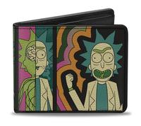 Buckle-Down Rick and Morty - Cartera plegable, bloques de escaneo corporal Rick Genius, color negro, multicolor, cuero vegano
