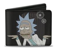 Buckle-Down Rick and Morty - Cartera plegable, Rick y Morth Rick Get Schwifty Quotes negro y blanco, cuero vegano