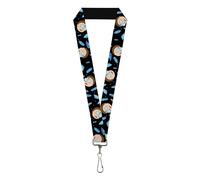 Buckle-Down Rick and Morty Lanyard, Rick and Morty Death Crystals Morty Expression Black Blues, elástico, multicolor, 111.8 cm x 2.5 cm