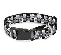 Buckle-Down Robot Cabezas de Cuadros Negro/Blanco Martingale Collar de Perro, 3,81 cm de Ancho Ajuste 13 - 18 Pulgadas Cuello pequeño