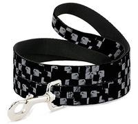 Buckle-Down Scribble Checker Negro/Blanco Pet Leash, 6' x 1/2"